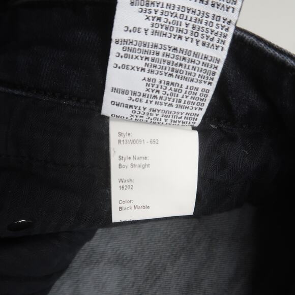R13 Boy Straight Jeans in Black Marble Size 26 - Picture 7 of 15